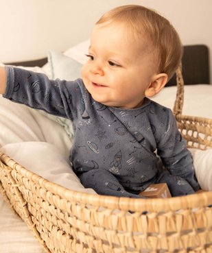 Pyjama bébé à pont-dos en velours à motifs espace vue6 - GEMO(BB COUCHE) - GEMO