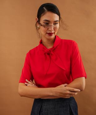 T-shirt col lavallière uni femme vue3 - GEMO(FEMME PAP) - GEMO