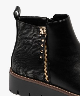 Boots femme à semelle plateforme crantée et à zip fantaisie vue13 - GEMO (CASUAL) - GEMO