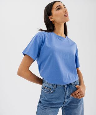 Tee-shirt manches courtes col rond uni en coton femme vue1 - GEMO 4G FEMME - GEMO