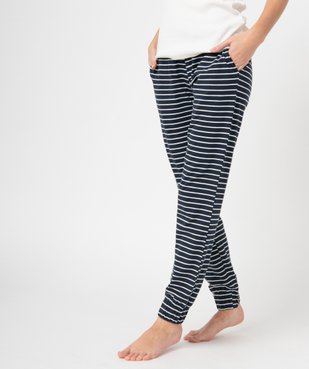 Pantalon de pyjama femme rayé avec bas resserré vue1 - GEMO(HOMWR FEM) - GEMO