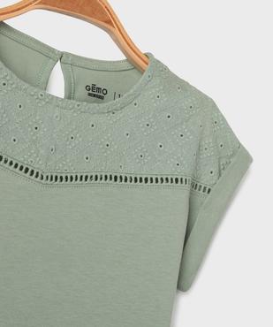 Tee-shirt manches courtes avec haut brodé bébé fille vue2 - GEMO 4G BEBE - GEMO