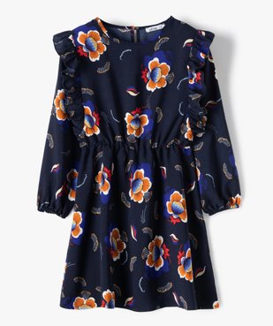 Robe fille imprimée à manches longues blousantes et volants vue1 - GEMO (ENFANT) - GEMO
