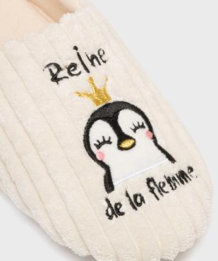 Chaussons enveloppants dessus velours brodé femme vue6 - GEMO(HOMWR FEM) - GEMO