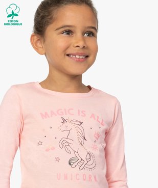 Tee-shirt fille à manches longues avec motif girly vue1 - GEMO C4G FILLE - GEMO