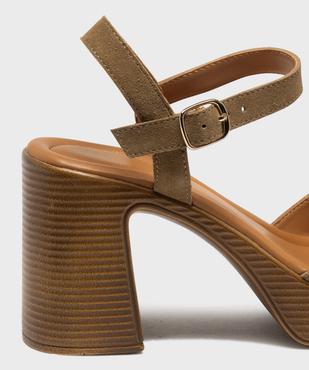 Sandales à talon haut et patin en cuir suédé femme - Tanéo vue6 - TANEO - GEMO