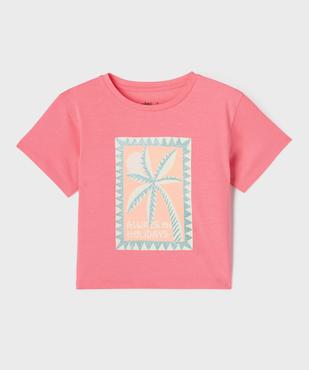 Tee-shirt manches courtes coupe oversize avec motif pailleté fille vue2 - GEMO (ENFANT) - GEMO