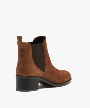 Chelsea boots dessus cuir à petit talon femme vue4 - TANEO - GEMO