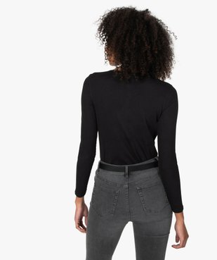 Tee-shirt femme à manches longues en maille côtelée vue3 - GEMO(FEMME PAP) - GEMO