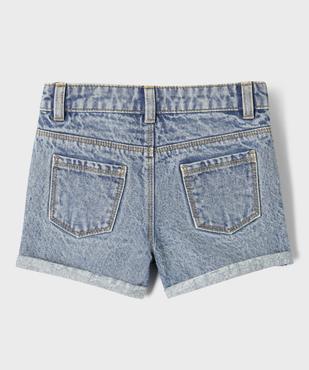 Short en jean à revers avec taille ajustable fille vue3 - GEMO 4G FILLE - GEMO