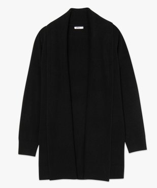 Gilet femme porté ouvert avec col châle côtelé vue4 - GEMO (MAILLE) - GEMO