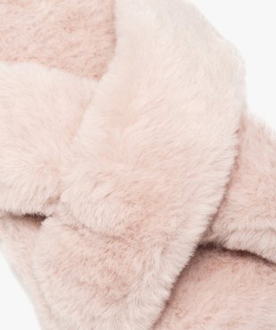 Chaussons femme à brides croisées en textile duveteux vue6 - GEMO(HOMWR FEM) - GEMO