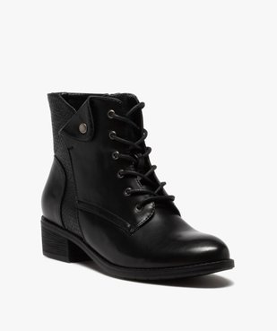 Bottines femme unies à talon large fermeture lacets et zip vue2 - GEMO (CASUAL) - GEMO