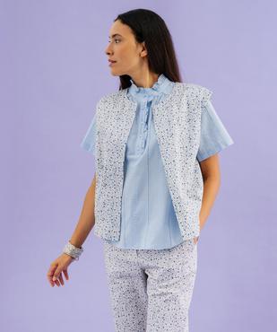 Veste sans manches ouverte fleurie femme vue4 - GEMO(FEMME PAP) - GEMO