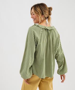 Blouse manches longues ample et fluide à carreaux vichy femme vue3 - GEMO 4G FEMME - GEMO