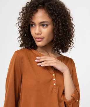 Tee-shirt femme à manches longues et dos dentelle vue2 - GEMO 4G FEMME - GEMO