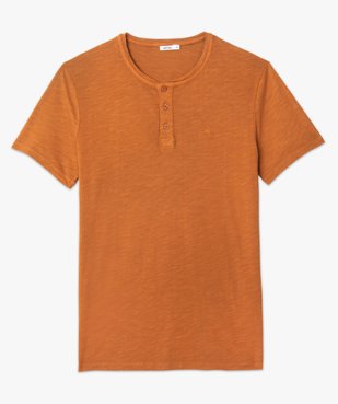Tee-shirt homme col tunisien à manches courtes au coloris unique vue4 - GEMO (HOMME) - GEMO