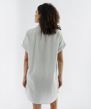 Chemise de nuit en seersucker à petits carreaux femme vue3 - GEMO(HOMWR FEM) - GEMO
