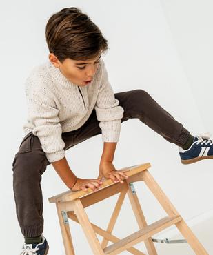 Pull en maille côtelée avec col montant zippé garçon vue5 - GEMO (ENFANT) - GEMO