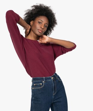 Pull femme en maille côtelée à manches chauve-souris vue1 - GEMO(FEMME PAP) - GEMO