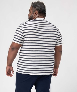 Tee-shirt homme grande taille rayé à manches courtes vue3 - GEMO (G TAILLE) - GEMO