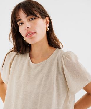 Tee-shirt manches courtes blousant en maille fluide pailletée femme vue1 - GEMO(FEMME PAP) - GEMO
