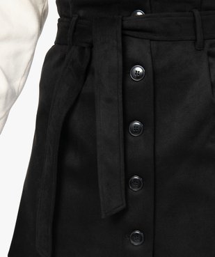 Jupe femme en suédine ouverture boutons avec ceinture vue2 - GEMO(FEMME PAP) - GEMO