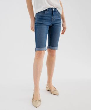 Bermuda en jean extensible à revers femme vue1 - GEMO(FEMME PAP) - GEMO