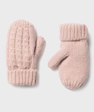 Moufles en maille fantaisie bébé fille vue1 - GEMO(BEBE DEBT) - GEMO