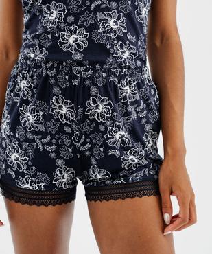Short de pyjama en maille fluide avec bas en dentelle femme vue2 - GEMO 4G FEMME - GEMO