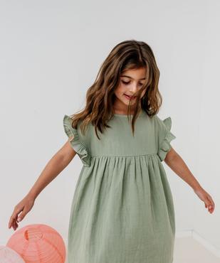 Robe en gaze de coton avec manches volantées fille vue1 - GEMO 4G FILLE - GEMO