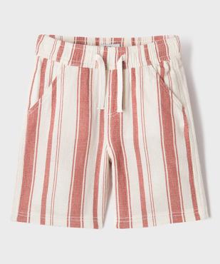Bermuda large en coton tissé rayé à taille élastiquée garçon vue1 - GEMO 4G GARCON - GEMO