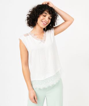 Tee-shirt sans manches multimatière à dentelle femme vue2 - GEMO 4G FEMME - GEMO
