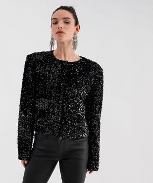 Veste courte en velours à sequins femme vue1 - GEMO(FEMME PAP) - GEMO
