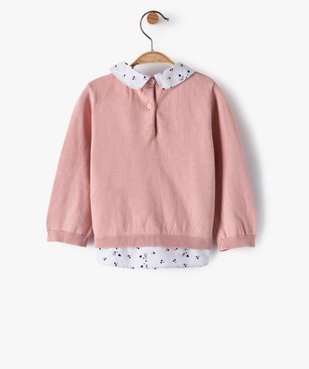 Pull bébé fille effet 2 en 1 avec col et bas chemise vue3 - GEMO(BEBE DEBT) - GEMO