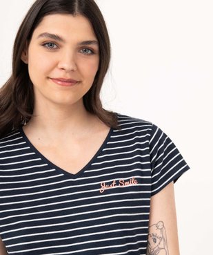 Chemise de nuit imprimée à manches courtes femme vue2 - GEMO(HOMWR FEM) - GEMO