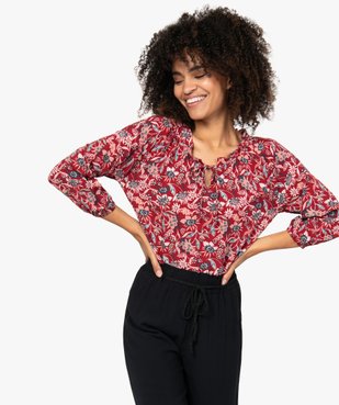 Blouse femme imprimée avec manches 3/4 élastiquées vue2 - GEMO(FEMME PAP) - GEMO