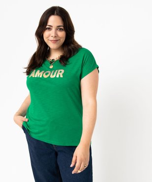 Tee-shirt à manches courtes avec message femme grande taille vue1 - GEMO (G TAILLE) - GEMO