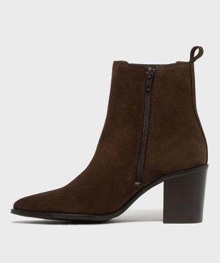 Boots à talon dessus cuir suédé femme - Tanéo vue3 - TANEO - GEMO