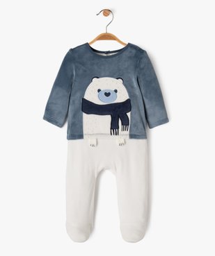 Pyjama en velours effet 2 en 1 avec motif ours bébé garçon vue1 - GEMO(BB COUCHE) - GEMO