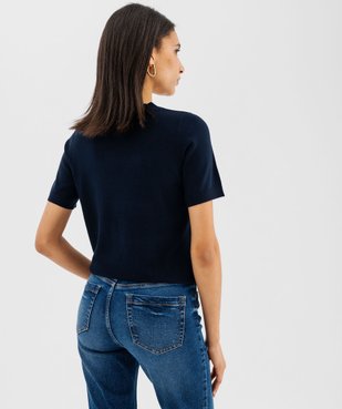 Pull manches courtes en maille fine imprimée femme - LuluCastagnette vue3 - LULU CASTAGNETTE GEMO FOR GOOD - GEMO