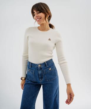 Pull fin en maille côtelée à col rond femme - LuluCastagnette vue3 - LULUCASTAGNETTE - GEMO