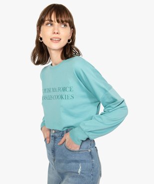 Sweat femme non molletonné avec message vue2 - GEMO(FEMME PAP) - GEMO