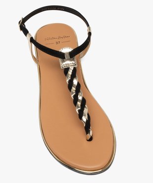 Sandales femme plates avec bride tressée à entre-doigt détails métallisés vue12 - VALENTINA BALDA - GEMO