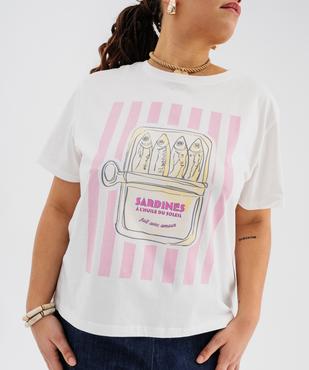Tee-shirt manches courtes avec motif femme grande taille vue2 - GEMO 4G GT - GEMO