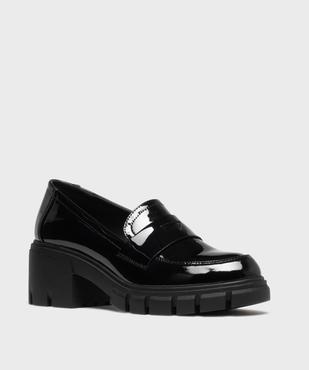Mocassins vernis sur semelle crantée et talon bloc femme - 5 Miles vue3 - 5 MILES - GEMO