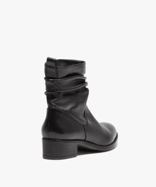 Boots femme dessus en cuir uni plissé vue4 - GEMO (CASUAL) - GEMO
