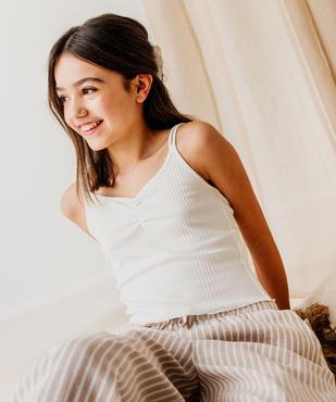 Débardeur court à fines bretelles en maille côtelée fille vue1 - GEMO 4G FILLE - GEMO