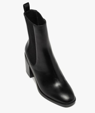Boots femme à talon carré dessus uni style chelsea vue5 - GEMO(URBAIN) - GEMO