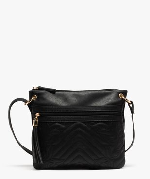 Sac besace femme plat à motifs matelassés et pompon vue1 - GEMO (ACCESS) - GEMO